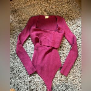 Abercrombie & Fitch criss cross long sleeve bodysuit